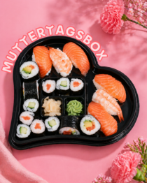 Muttertags-Sushi-Herz mit Nigiris und Makis